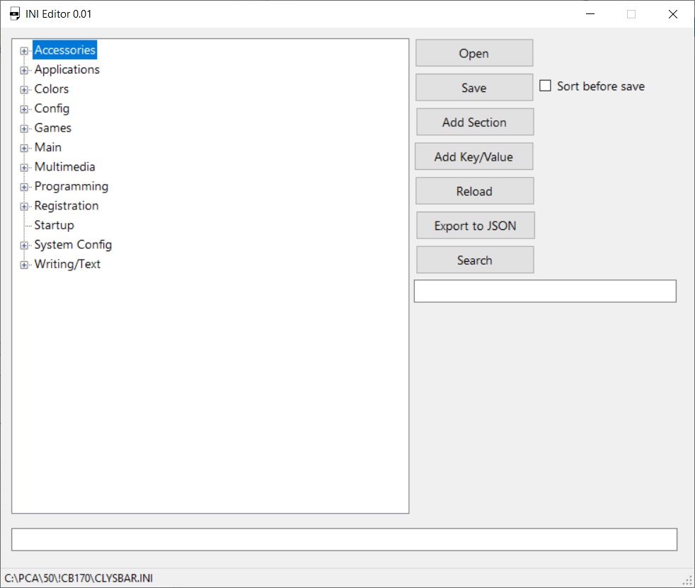 INI Editor Screenshot