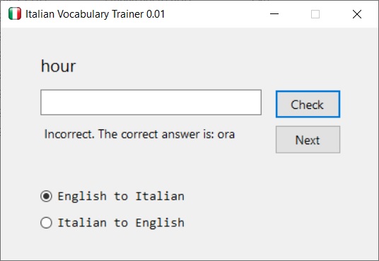 Italian Vocabulary Screenshot