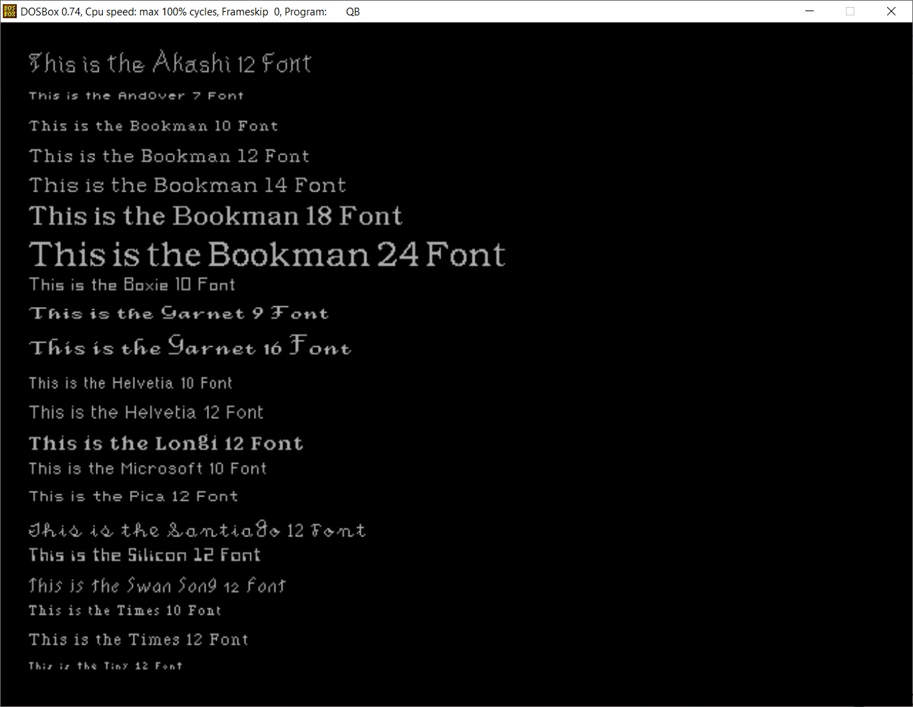 QBasic Fonts Screenshot